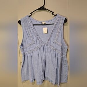 Eyeshadow Sky Blue Lace Trim Blouse